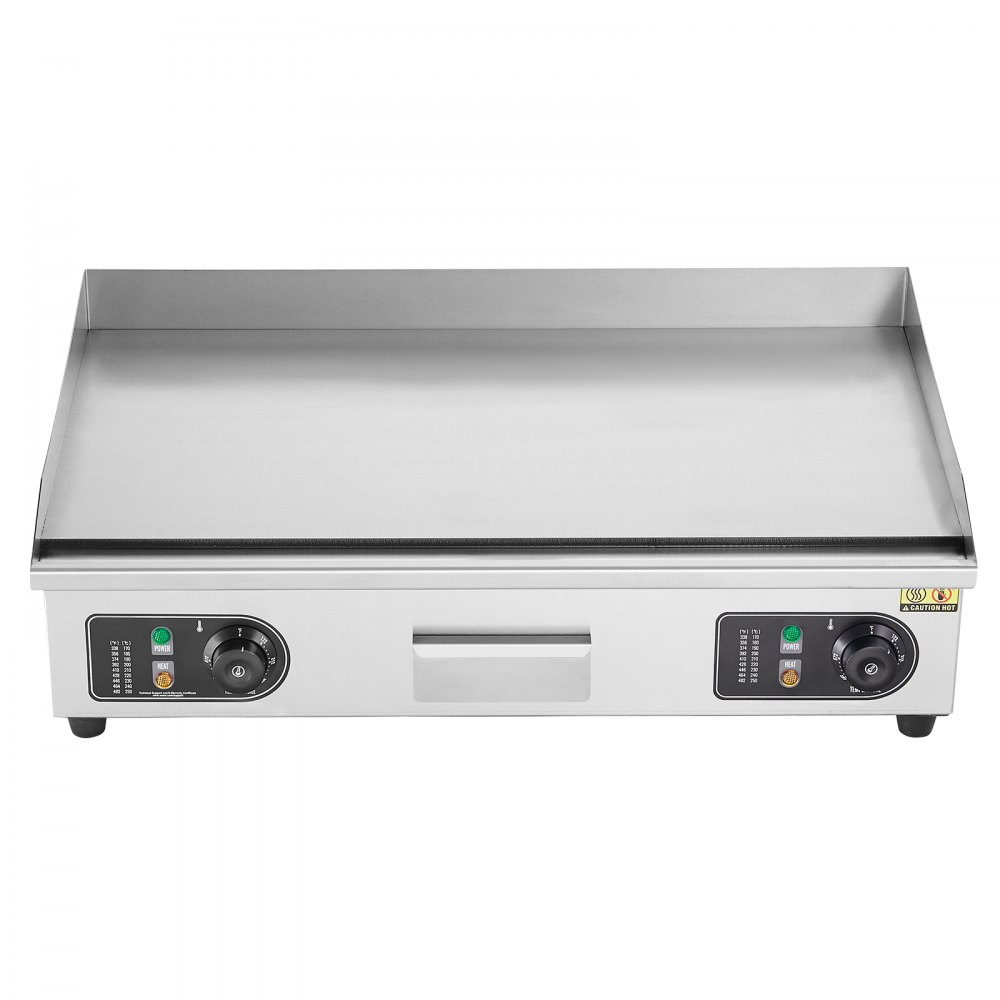 VEVOR Piastra Elettrica Commerciale, Piastra Flat Top da 4400 W, Temperatura Regolabile 50 - 300°C, 73 x 40 x 1 cm Piastra in Acciaio Inossidabile con 2 Pale 2 Spazzole per la Casa o il Ristorante