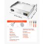 VEVOR Piastra per BBQ Elettrica Commerciale 655 x 400 mm 4000 W, Temperatura Regolabile, Griglia Piatta da Banco per Cottura BBQ Carne, Griglia da Banco con Accessori per Bistecche, Senza Spina