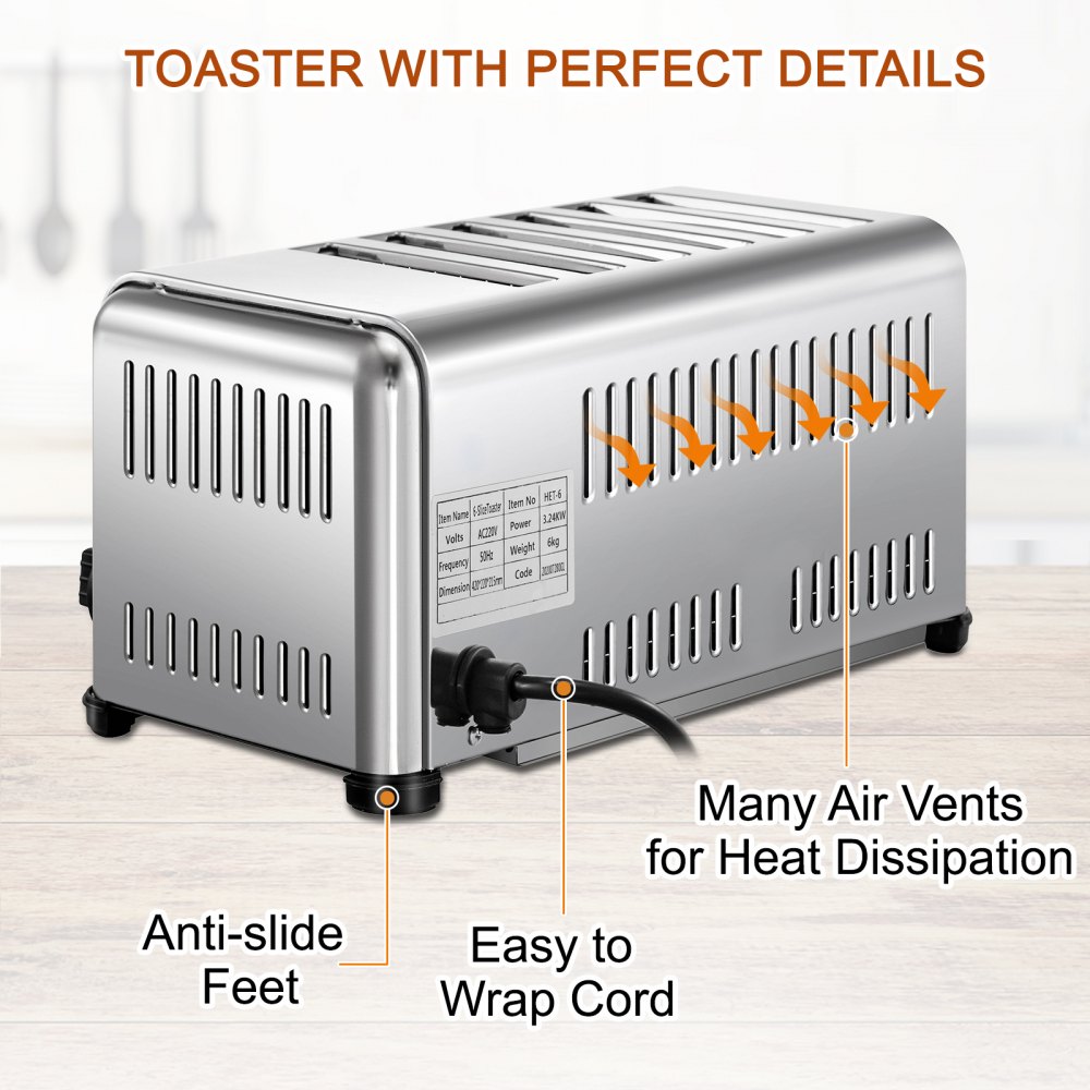 Vevor Tostapane Pane Vintage Tostiera Elettrica Toast 16,5 X 10 X 8,6 Pollici