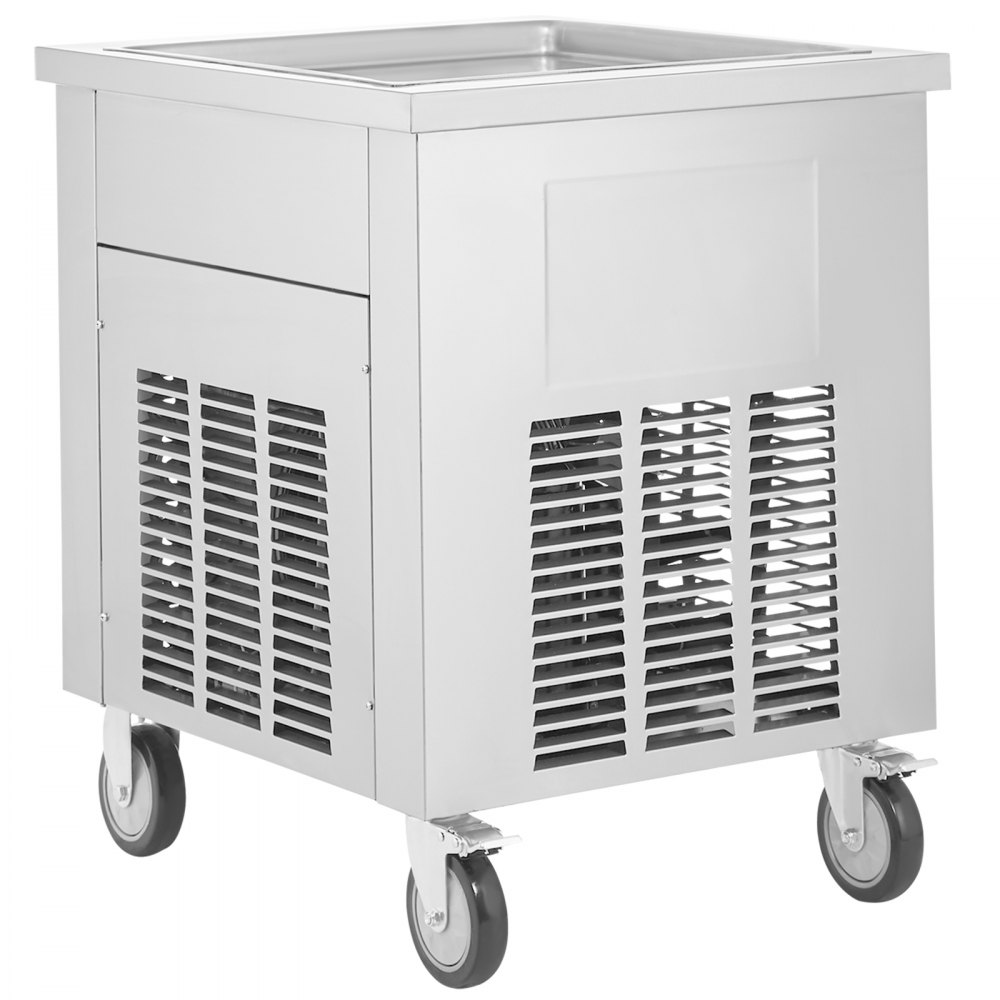 VEVOR Ice Cream Roll Deep Frying Machine, 50 x 50 cm Large Square Pan for Deep Frying Ice Cream, Commercial Stainless Steel Ice Cream Maker with Compressor and 2 Scrapers