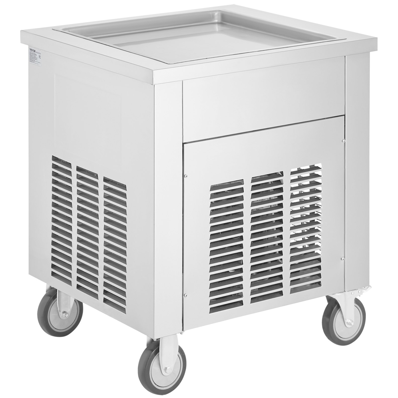 VEVOR Macchina per Gelato Fritto Arrotolato 50x50x3,5 cm, Piastra per Gelato Fritto Arrotolato Commerciale in Acciaio Inox, con Compressore e 2 Raschietti, per Bar Caffè Pasticcerie