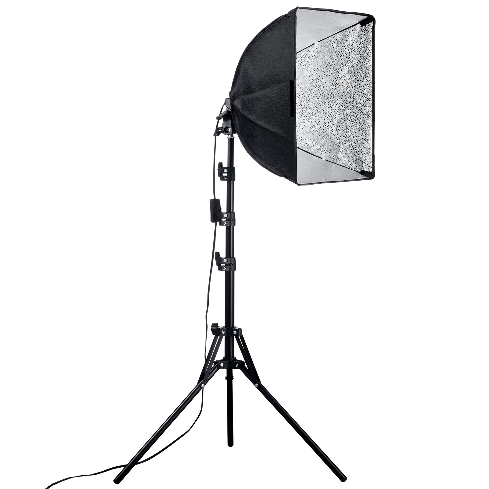 VEVOR Kit di Illuminazione Softbox, Softbox Professionale con Lampadine LED 45 W, Temperatura Colore Regolabile 3000-6500 K, Treppiede, Luci per Fotografia Registrazione Streaming Live 400 x 400 mm