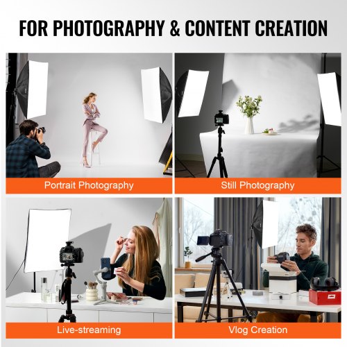Kit Softbox VEVOR Da 500x700 Mm Con Lampadina LED 30W 5500K – Treppiede Regolabile Per Foto, Video E Live Streaming