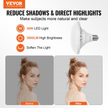 VEVOR Kit di Illuminazione Softbox, Softbox Professionale con Lampadine LED da 30 W 5500 K, Luce Naturale, Treppiede Regolabile, Luci per Fotografia, Registrazione Video, Streaming Live 500 x 700 mm