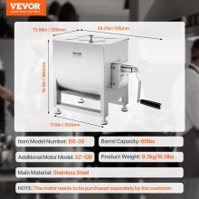 VEVOR Impastatrice Manuale Carne 27,2 kg Frullatore con Riduttore Acciaio Inox