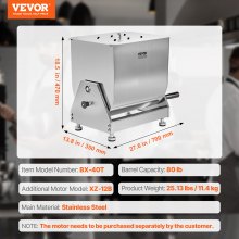 VEVOR Miscelatore per Carne da 80 L Impastatrice Manuale per Carne con Riduttore