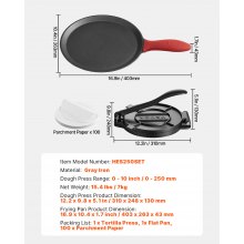 VEVOR Pressa per Tortilla da 250 mm Piastra per Pressa Piadine in Ghisa Grigia