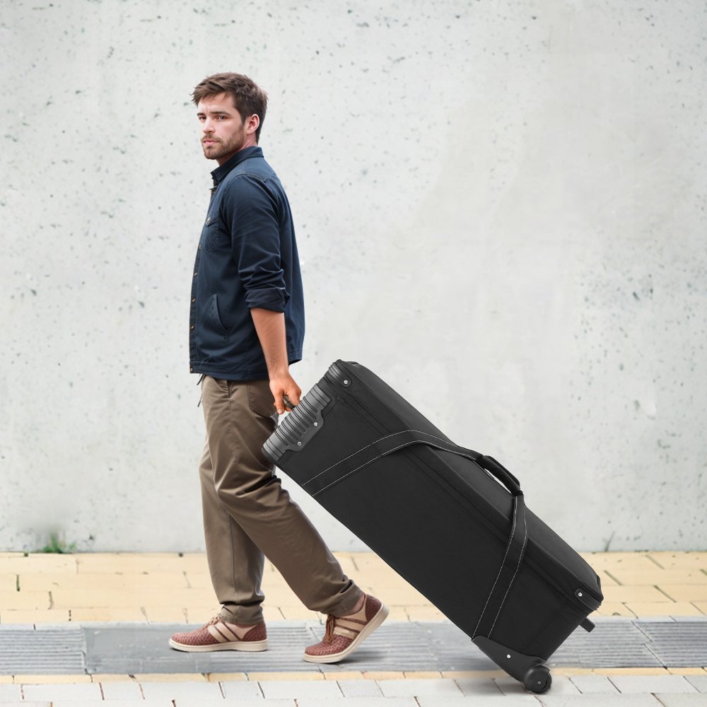 VEVOR Trolley per Attrezzatura da Studio 100 x 38 x 32 cm Borsa per Fotocamera con Rotelle, Borsa per Trasporto con Ruote Cinghie Scomparto Imbottito Maniglia, Supporti per Luci, Treppiedi, Telescopi