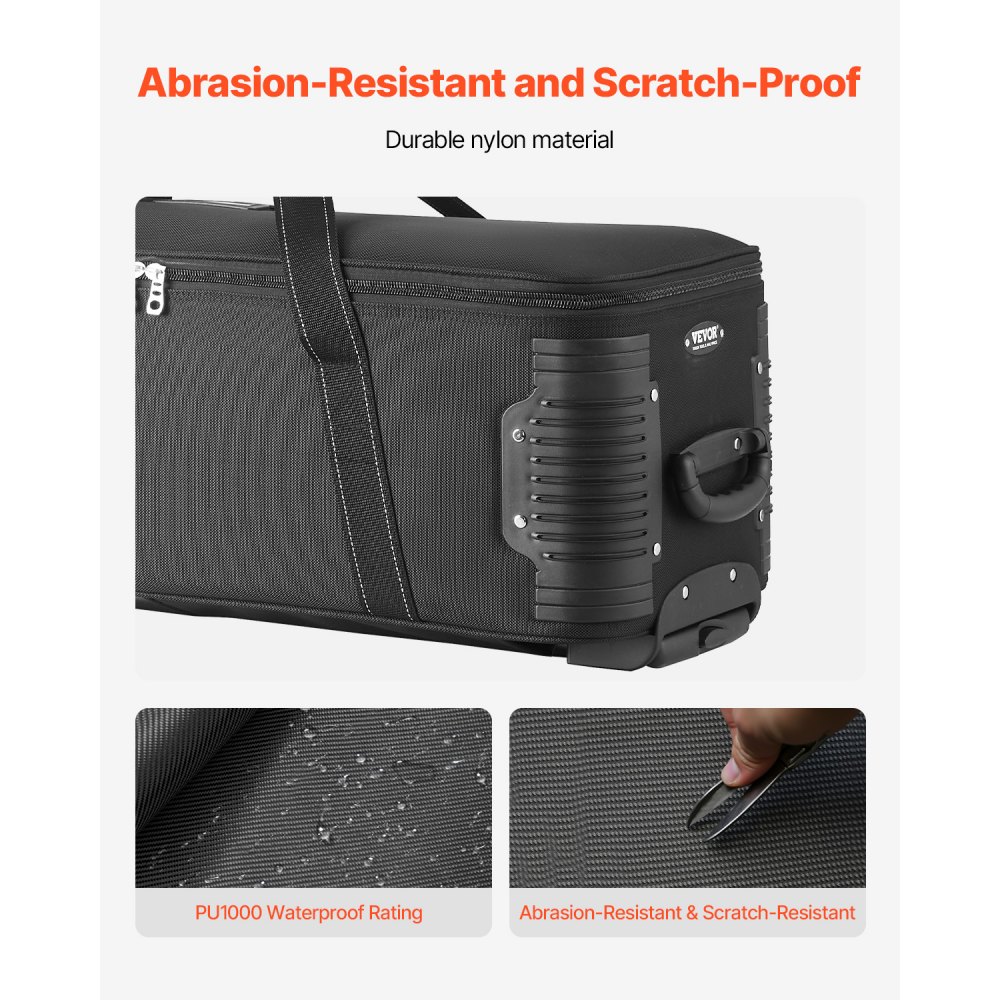 VEVOR Trolley per Attrezzatura da Studio 91 x 30 x 35,5 cm Borsa per Fotocamera con Rotelle, Borsa per Trasporto con Ruote Cinghie Scomparto Imbottito Maniglia, Supporti per Luci, Treppiedi, Telescopi