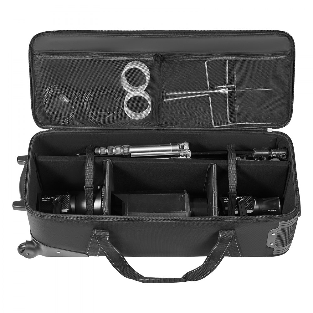 VEVOR Trolley per Attrezzatura da Studio 91 x 30 x 35,5 cm Borsa per Fotocamera con Rotelle, Borsa per Trasporto con Ruote Cinghie Scomparto Imbottito Maniglia, Supporti per Luci, Treppiedi, Telescopi