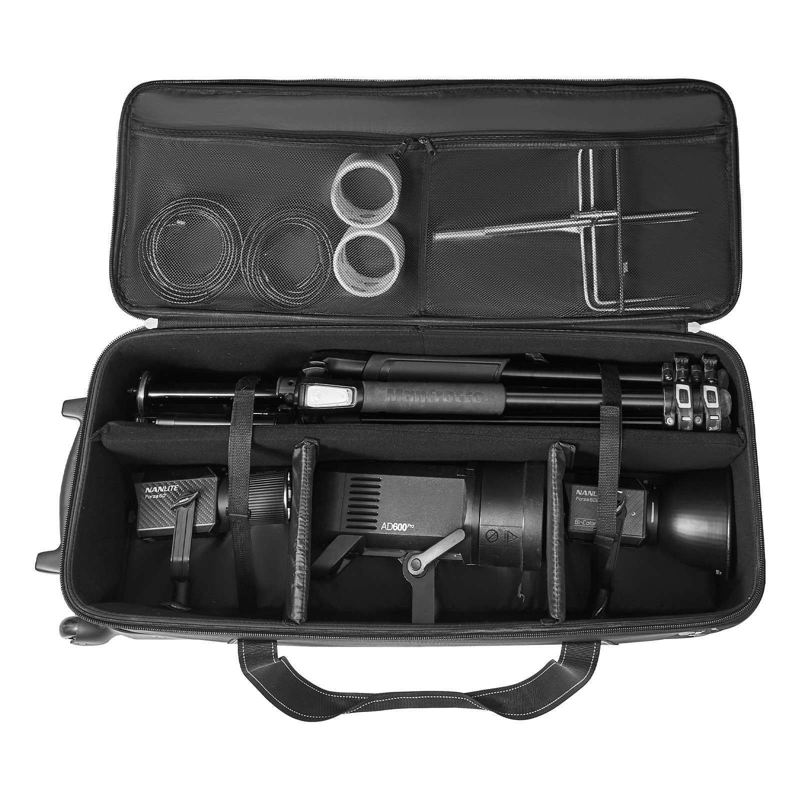 VEVOR Trolley per Attrezzatura da Studio 91 x 30 x 35,5 cm Borsa per Fotocamera con Rotelle, Borsa per Trasporto con Ruote Cinghie Scomparto Imbottito Maniglia, Supporti per Luci, Treppiedi, Telescopi