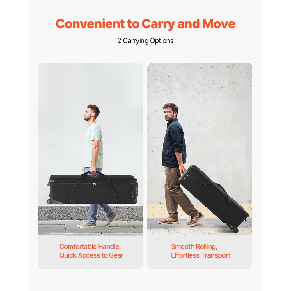 VEVOR Trolley per Attrezzatura da Studio da 131 x 36,5 x 38 cm Borsa per Fotocamera con Rotelle, Borsa per Trasporto con Ruote Cinghie Scomparto Imbottito Maniglia, per Supporti per Luci, Treppiedi