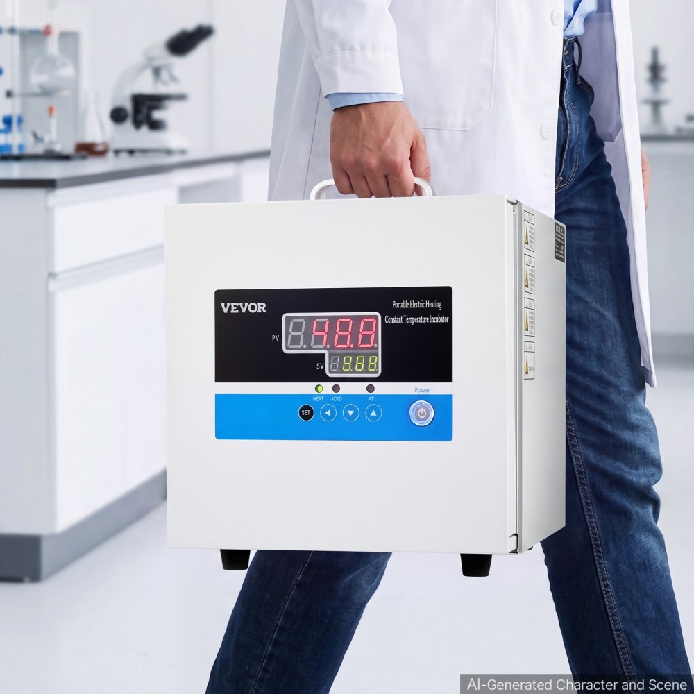 VEVOR Incubatrice da Laboratorio 6 L Microbiologica con Pannello Digitale, Controllo Preciso PID Intervallo Temperatura Ambiente +5℃-65℃ , per Piastre Petri, Compatta e Portatile, Temperatura Costante