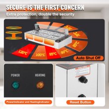 VEVOR Scaldavivande Commerciale a 6 Vaschette, Tavolo Elettrico a Vapore 6 x 7,57 L con Coperchio in Vetro, Bagnomaria Buffet in Acciaio Inox 1500 W, Controllo Temperatura 30-85°C Ristoranti, Argento