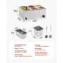 VEVOR Scaldavivande Commerciale da Banco Scaldavivande Elettrico a Vapore con 5 Contenitori (Dimensioni 1/2 1/6) 1200 W in Acciaio Inox Temperatura tra 30 e 80 °C per Catering, Buffet Feste