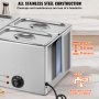 VEVOR Scaldavivande Commerciale da Banco Scaldavivande Elettrico a Vapore con 3 Contenitori (Dimensioni 1/2 1/4) 1200 W in Acciaio Inox Temperatura tra 30 e 80 °C per Catering, Buffet Feste