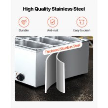 VEVOR Scaldavivande Commerciale, Scaldavivande Elettrico in Acciaio Inox da 1500 W con Coperchio, Bagnomaria da Banco a 6 Teglie con Riscaldamento Rapido e Mestoli Forati, per Ristoranti, Feste