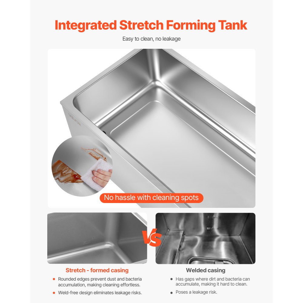 VEVOR Commercial Food Warmer, 6-Pan Electric Steam Table, 1200W Professional Countertop Stainless Steel Buffet Bain Marie with 30-85°C Temp Control for Catering, Buffet, Parties, Restaurants