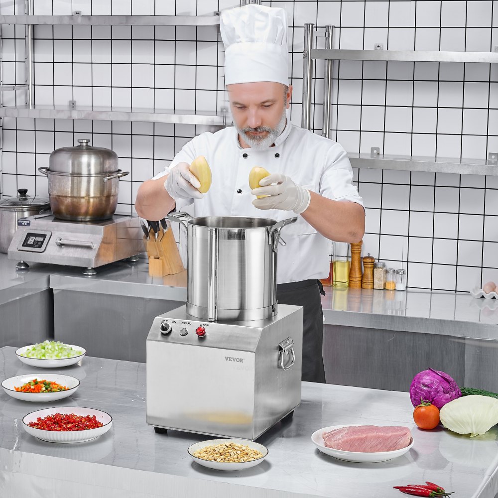VEVOR Robot da Cucina Tritatutto per Verdure, Robot da Cucina in Acciaio Inox per Uso Alimentare 10 Litri 2 Lame Extra Curve a S, Tritatutto Multifunzionale da Cucina per Alimenti Verdure, Frutta