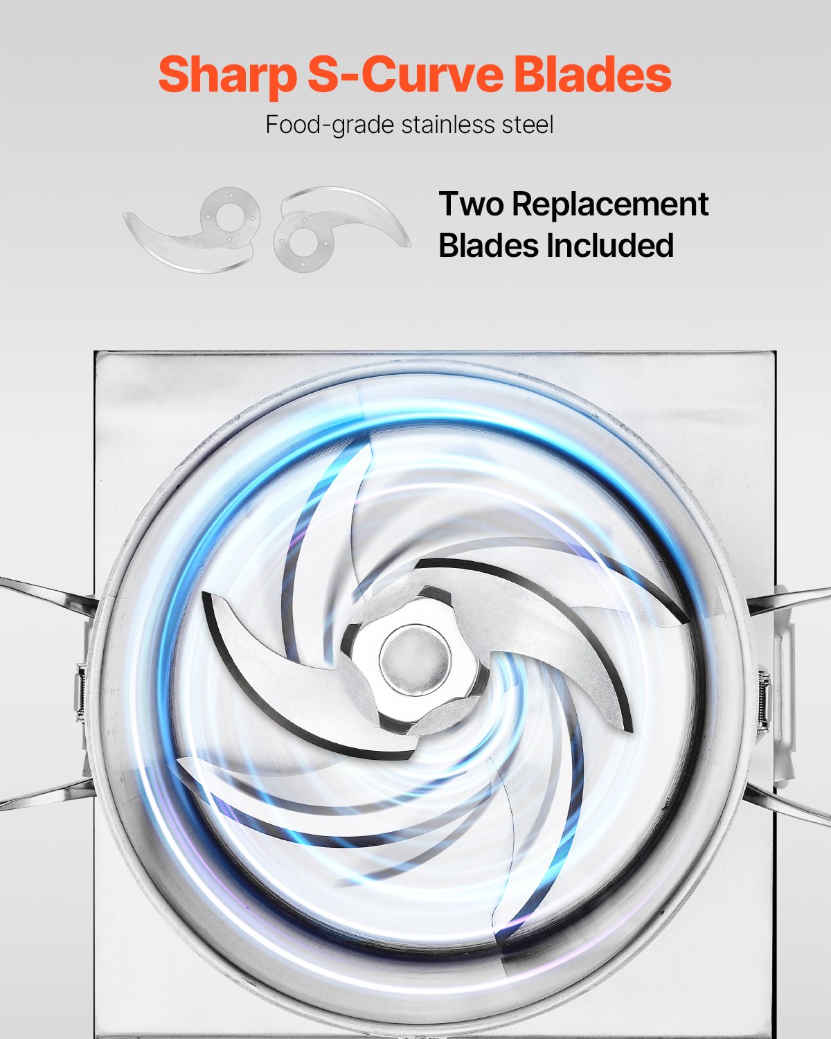 VEVOR Robot da Cucina Tritatutto per Verdure, Robot da Cucina in Acciaio Inox per Uso Alimentare 10 Litri 2 Lame Extra Curve a S, Tritatutto Multifunzionale da Cucina per Alimenti Verdure, Frutta