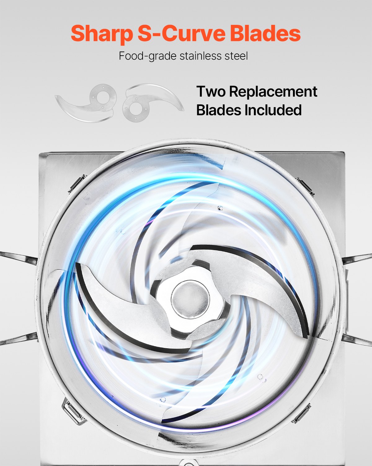 VEVOR Robot da Cucina Tritatutto per Verdure, Robot da Cucina in Acciaio Inox per Uso Alimentare 15 Litri 2 Lame Extra Curve a S, Tritatutto Multifunzionale da Cucina per Alimenti Verdure, Frutta