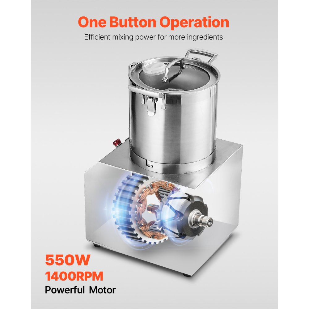 VEVOR Robot da Cucina Tritatutto per Verdure, Robot da Cucina in Acciaio Inox per Uso Alimentare 4 Litri 2 Lame Extra Curve a S, Tritatutto Multifunzionale da Cucina per Alimenti Verdure, Frutta