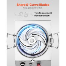 VEVOR Robot da Cucina Tritatutto per Verdure, Robot da Cucina in Acciaio Inox per Uso Alimentare 4 Litri 2 Lame Extra Curve a S, Tritatutto Multifunzionale da Cucina per Alimenti Verdure, Frutta