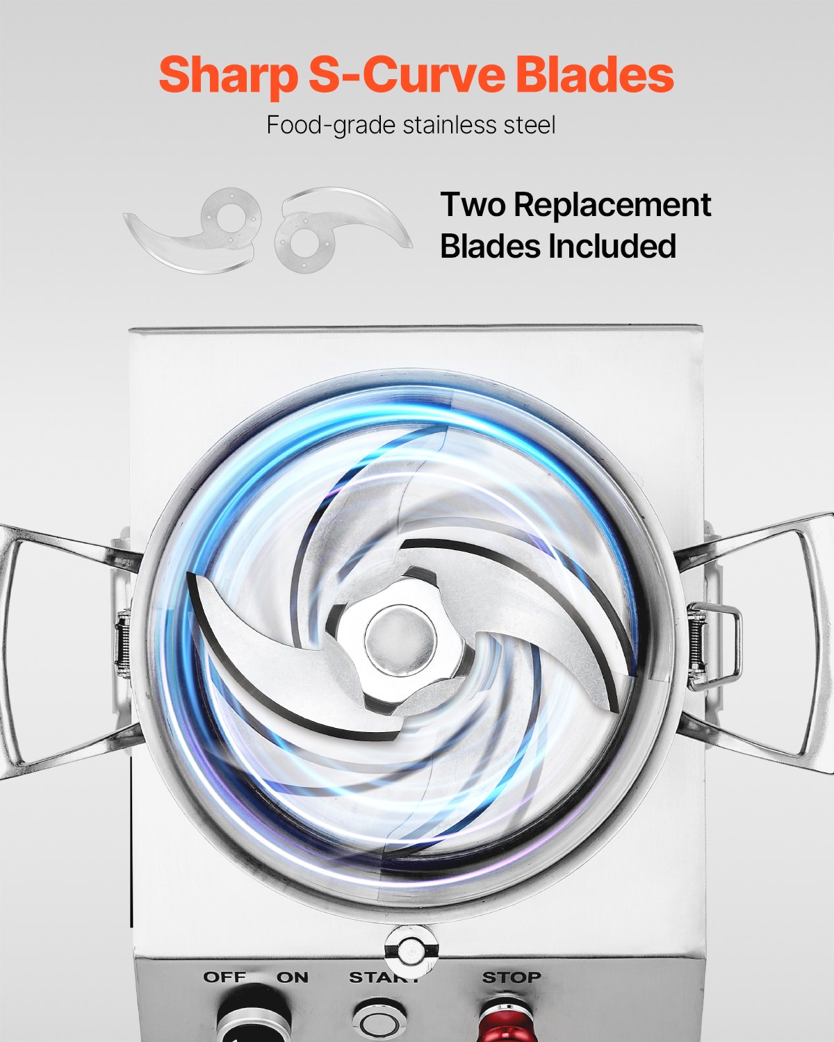 VEVOR Robot da Cucina Tritatutto per Verdure, Robot da Cucina in Acciaio Inox per Uso Alimentare 4 Litri 2 Lame Extra Curve a S, Tritatutto Multifunzionale da Cucina per Alimenti Verdure, Frutta