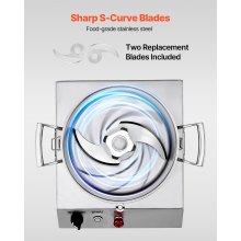 VEVOR Robot da Cucina Tritatutto per Verdure, Robot da Cucina in Acciaio Inox per Uso Alimentare da 6 Litri con 2 Lame Extra Curve a S, Multifunzionale per Tritare Verdure, Frutta, Cereali, Noci