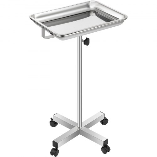 VEVOR Carrello di Acciaio del Vassoio, Altezza 82-130cm Carrello Parrucchiere, 42 x 34 cm Carrello Supporto Chirurgico Medico del Vassoio, con 4 Ruote in Nylon, Usato per Salone, Cliniche o Tatuaggi