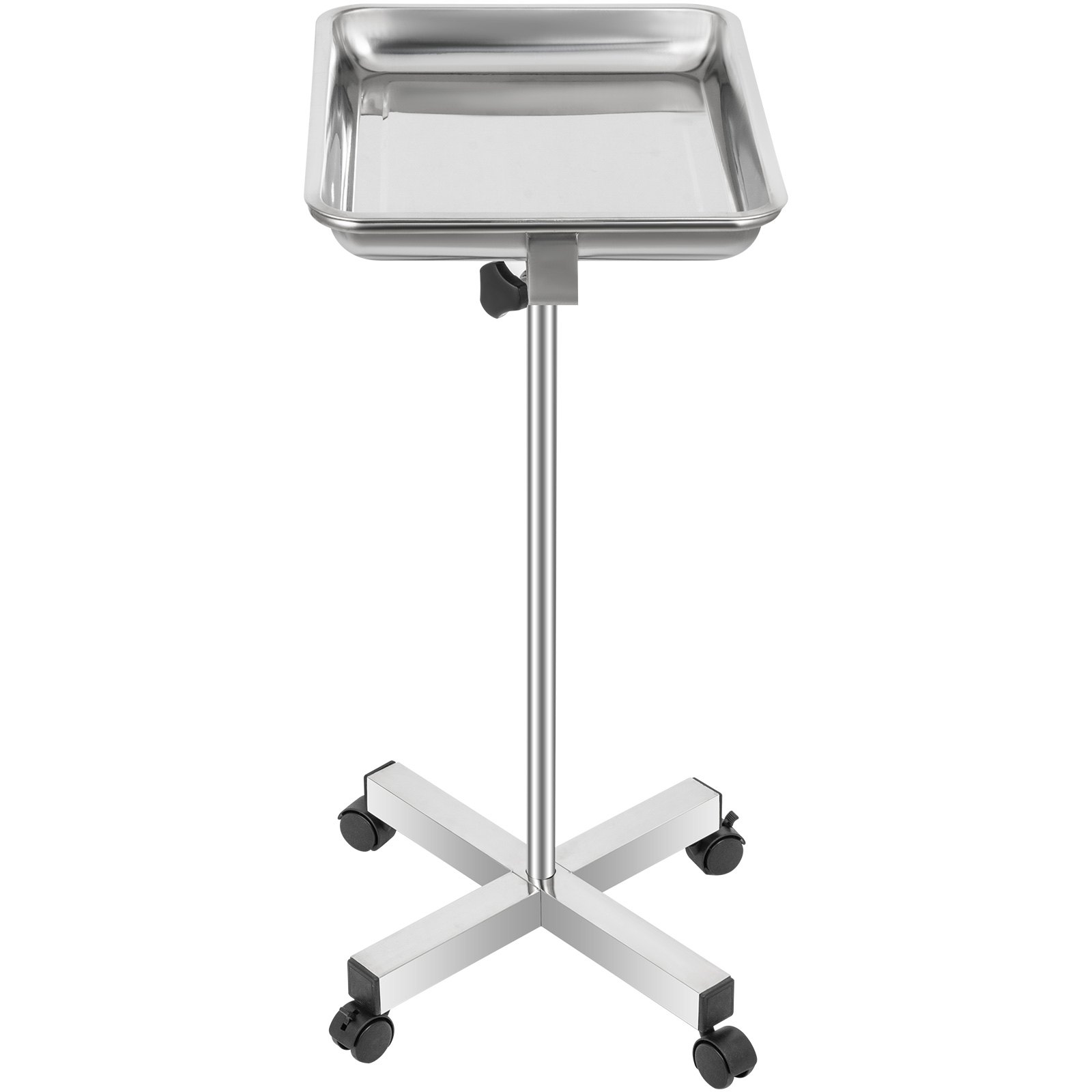 VEVOR Carrello di Acciaio del Vassoio, Altezza 82-130cm Carrello Parrucchiere, 42 x 34 cm Carrello Supporto Chirurgico Medico del Vassoio, con 4 Ruote in Nylon, Usato per Salone, Cliniche o Tatuaggi