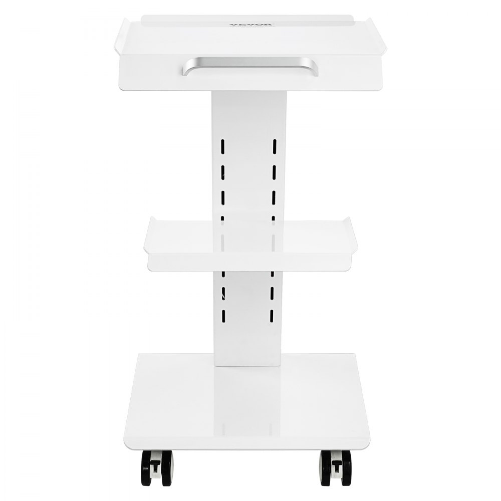 VEVOR Carrello da laboratorio, carrello per servizi medici con presa integrata, 3 strati, con ruote girevoli, portata 100 kg, per laboratorio, clinica, salone di bellezza, salone