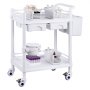 VEVOR Carrello da Laboratorio a 2 Ripiani, Carrello Medico Mobile con 2 Cassetti, 2 Vassoi 4 Ruote, Carrello per Servizio con Materiale PP, 3 Contenitori, per Laboratorio, Clinica, Ospedale, Salone