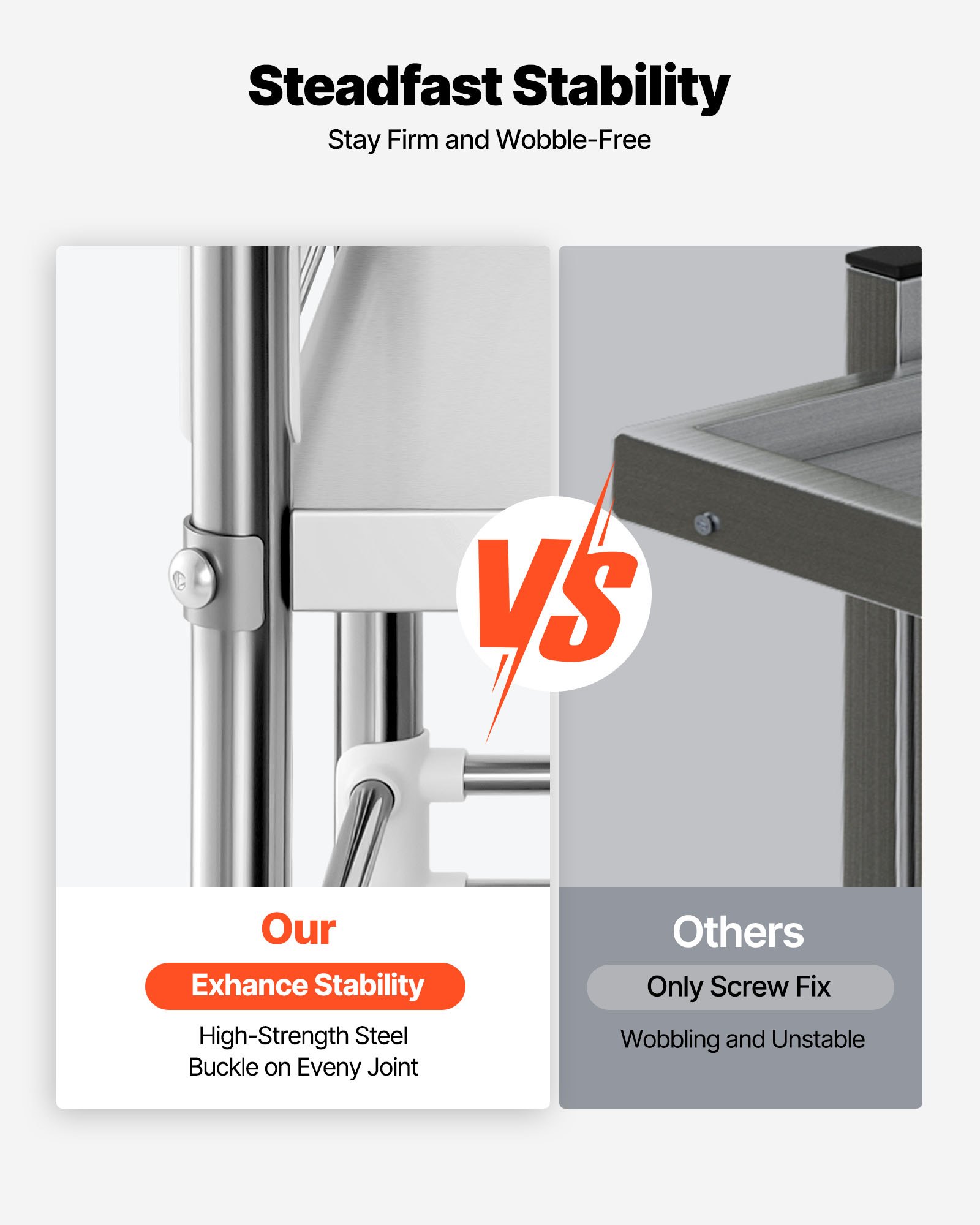 VEVOR Stainless Steel Cart, 2-Tier Rolling Lab Utility Cart with Lockable Wheels, Medical Serving Trolley Clinic Tray, Heavy Duty Mobile Service Storage Tray for Hospital, Restaurant, Kitchen, Salon