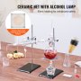 VEVOR Kit di distillazione di oli essenziali, 500 ml, kit di distillazione di vetreria da laboratorio 3.3 Boro con lampada ad alcool, rete in ceramica e 24, 40 giunti, set da 28 pezzi