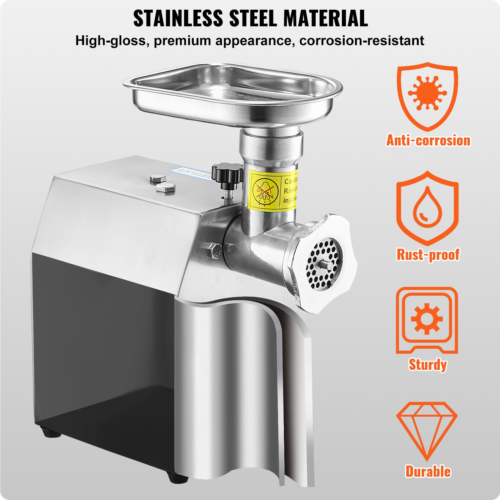 VEVOR Tritacarne Elettrico Efficienza 2,04 kg/min, Tritacarne Industriale da Banco con Lama Macchina per Salsicce con Piastra di Macinazione, Tritacarne Commerciale in Acciaio Inox Cucina Ristorante