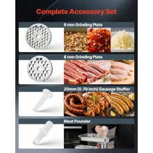 VEVOR Tritacarne Elettrico Capacità 3,18kg/min n. 12, Tritacarne da Tavolo da 850 W con Lama Piastra di Macinazione, Macchina per Salsicce Commerciale in Acciaio Inox per Cucina Ristorante Hotel