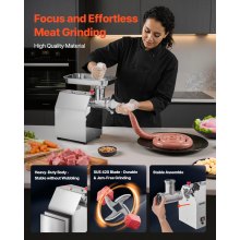VEVOR Tritacarne Elettrico Capacità 3,18kg/min n. 12, Tritacarne da Tavolo da 850 W con Lama Piastra di Macinazione, Macchina per Salsicce Commerciale in Acciaio Inox per Cucina Ristorante Hotel