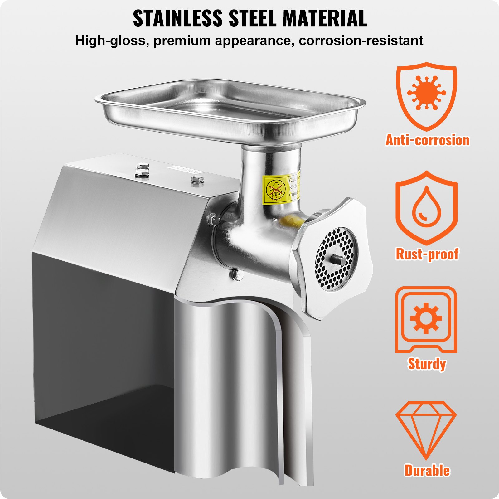 VEVOR Tritacarne Elettrico 4,17 kg/min, Tritacarne Industriale da Banco con Lama Macchina per Salsicce con Piastra di macinazione, Tritacarne Commerciale in Acciaio Inossidabile per Cucina Ristorante