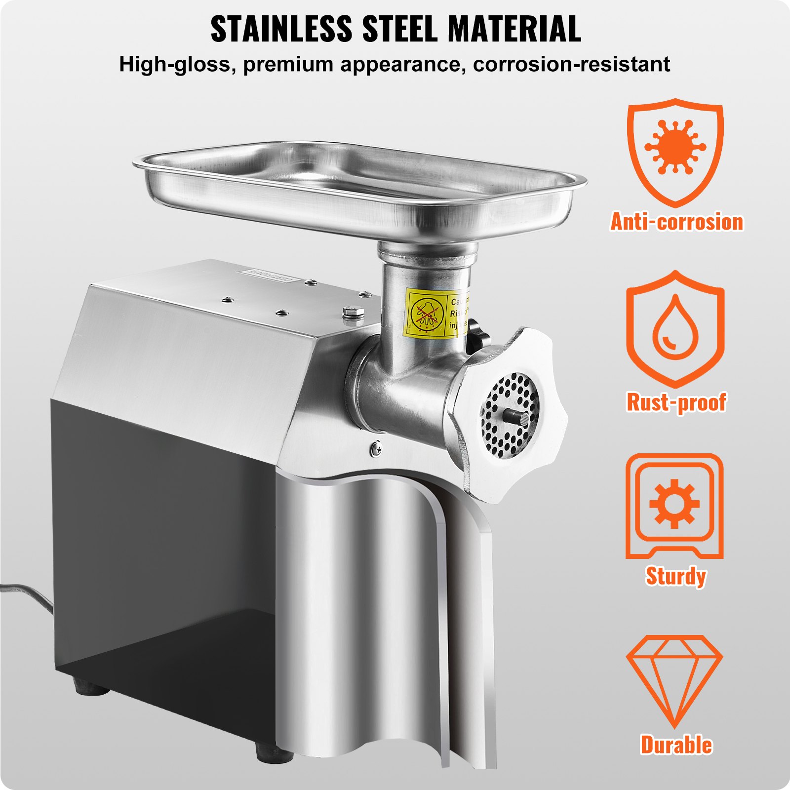 VEVOR Tritacarne Elettrico Commerciale 2,5 kg/min Tritacarne da Banco Cucina