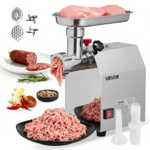 VEVOR Tritacarne Elettrico Commerciale Capacità 2,27 kg/min, Macchina Tritacarne n. 8 con 2 Lame in Acciaio Inox 2 Piastre di Macinazione, Salsicce da 600 W, per Cucina, Ristorante