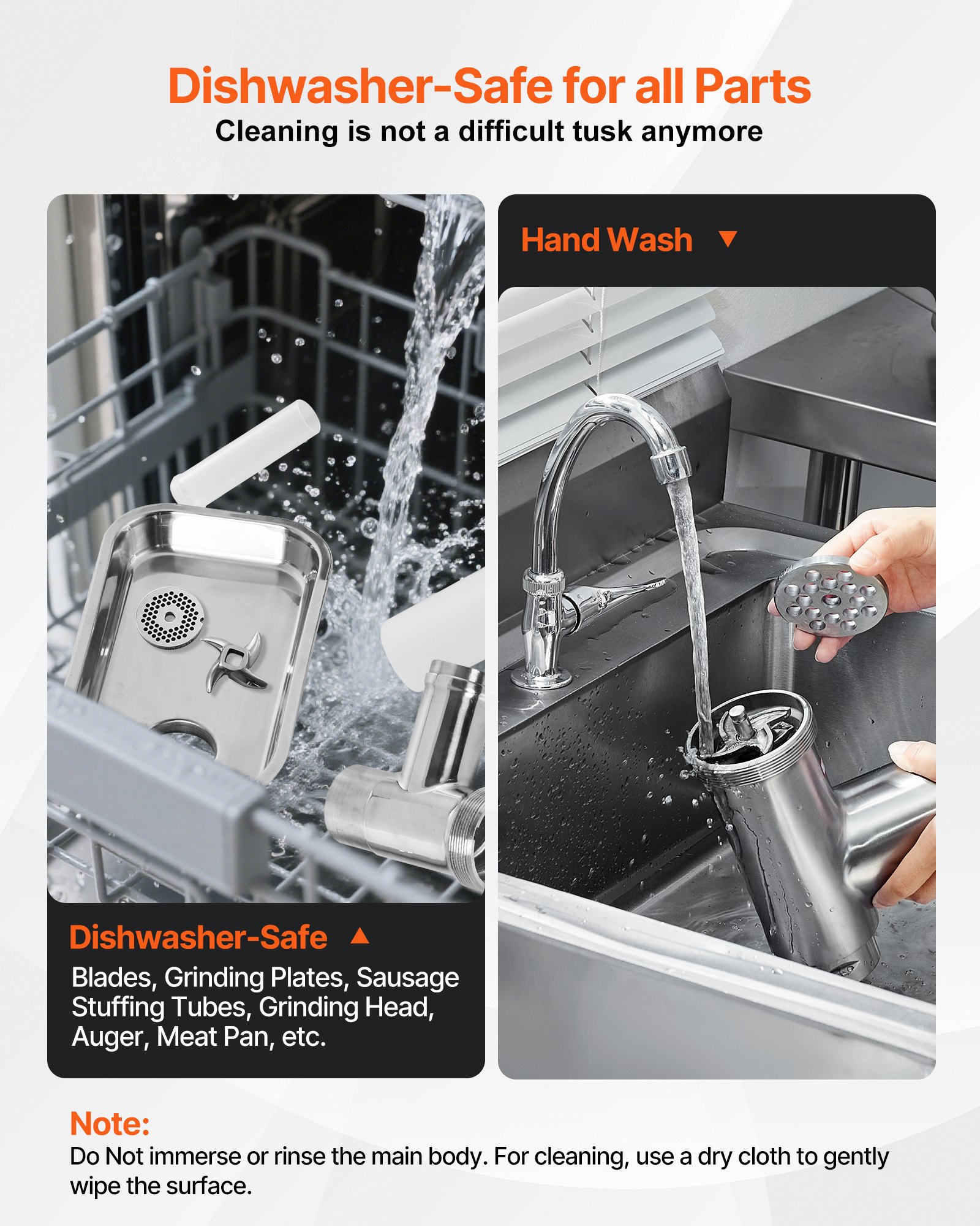 VEVOR Tritacarne Elettrico, Capacità 2,26 kg/min Tritacarne Industriale da Banco con Lama, Piastra di Macinazione, Macchina per Salsicce, Tritacarne Commerciale in Acciaio Inossidabile per Cucina