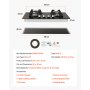 VEVOR Gas Cooktop, 600mm 4 Burners Gas Stove Top, Max 7.8kW Built-in Tempered Glass Stove Top LPG/NG Convertible Dual Fuel Cooktop Stoves with Thermocouple Protection for Sear, Stew, Boil