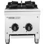 VEVOR Fornello a Gas Commerciale con 2 Bruciatori, Piano Cottura a Gas Propano e Naturale, Piastra Riscaldante a Gas in Acciaio Inossidabile, Attrezzatura da Cucina Commerciale per Ristoranti, 14 KW