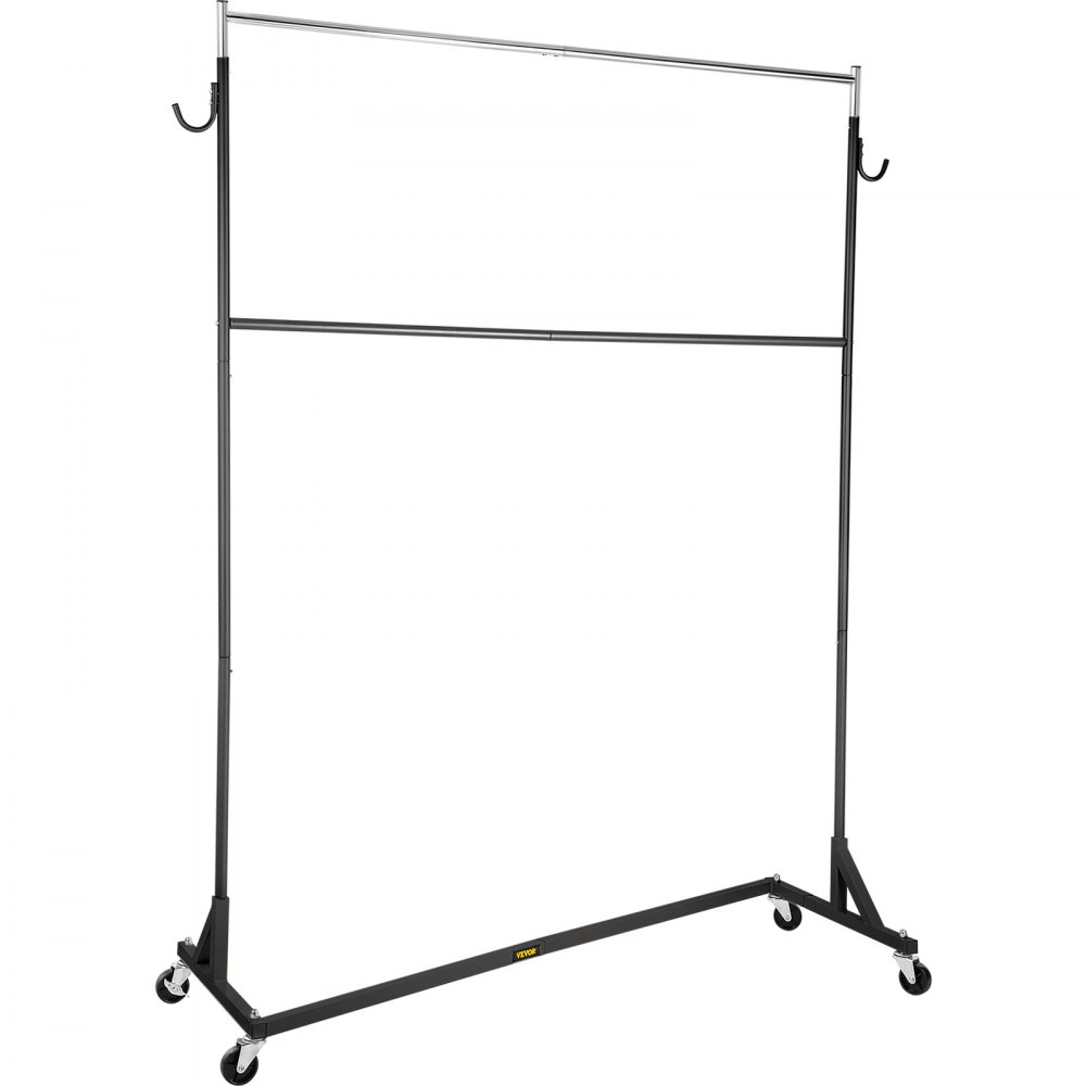 VEVOR Stand Appendiabiti Base Forma Z 60x159x215 cm, Appendiabiti con Ruote Bloccabile Colore Nero, Stendino Appendiabiti Doppio Altezza Regolabile 91,3-215 cm, Stand per Vestiti Max capacità 136 kg