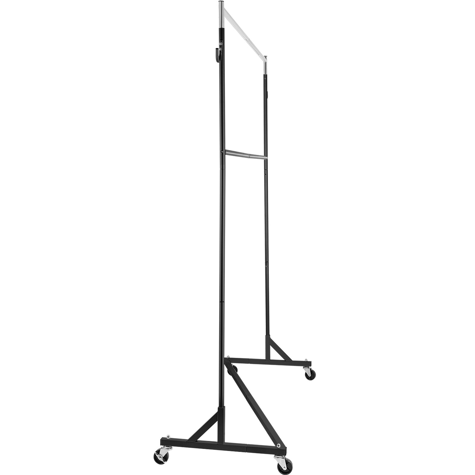 VEVOR Stand Appendiabiti Base Forma Z 60x159x215 cm, Appendiabiti con Ruote Bloccabile Colore Nero, Stendino Appendiabiti Doppio Altezza Regolabile 91,3-215 cm, Stand per Vestiti Max capacità 136 kg