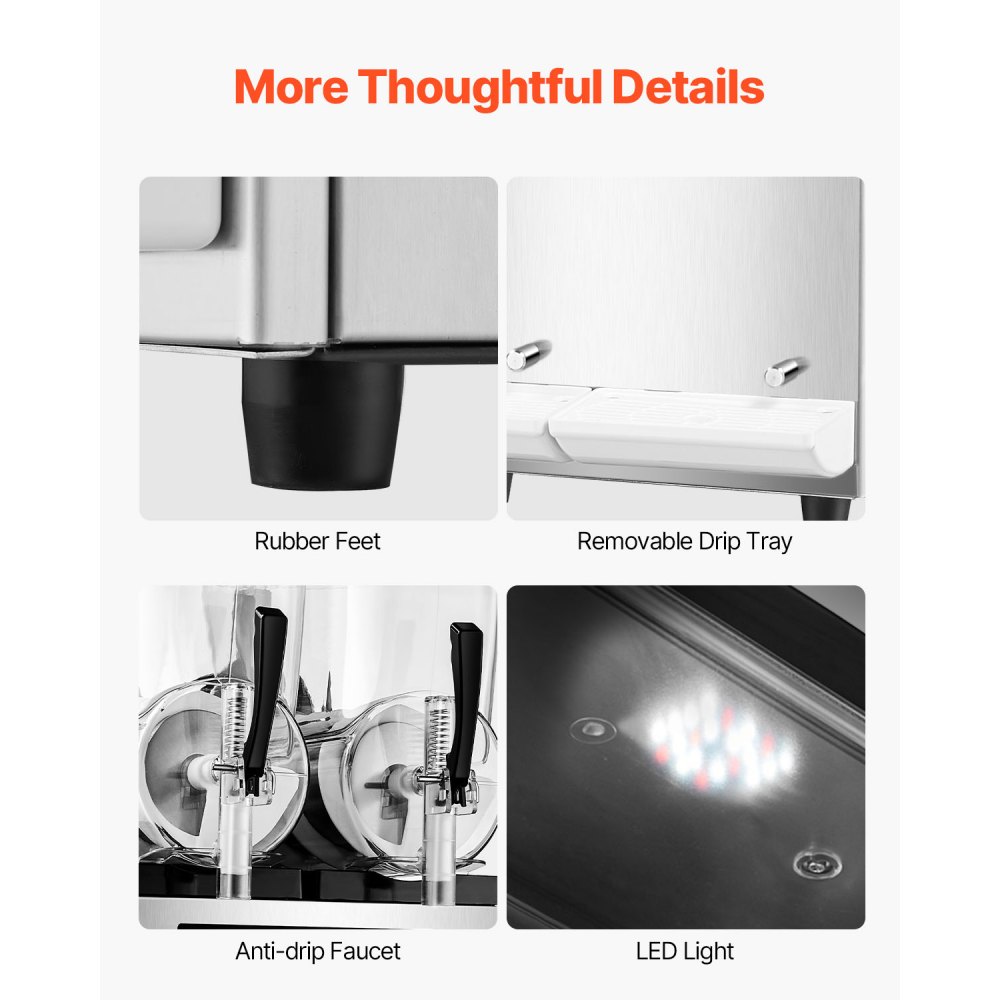 VEVOR Commercial Slushie Machine 12L x 2 Dual Tank Frozen Drink Machine, 96 Cup Stainless Steel Slushie Machine with Keypad Soft Serve Maker for Parties, Restaurants, Cafes, and Bars