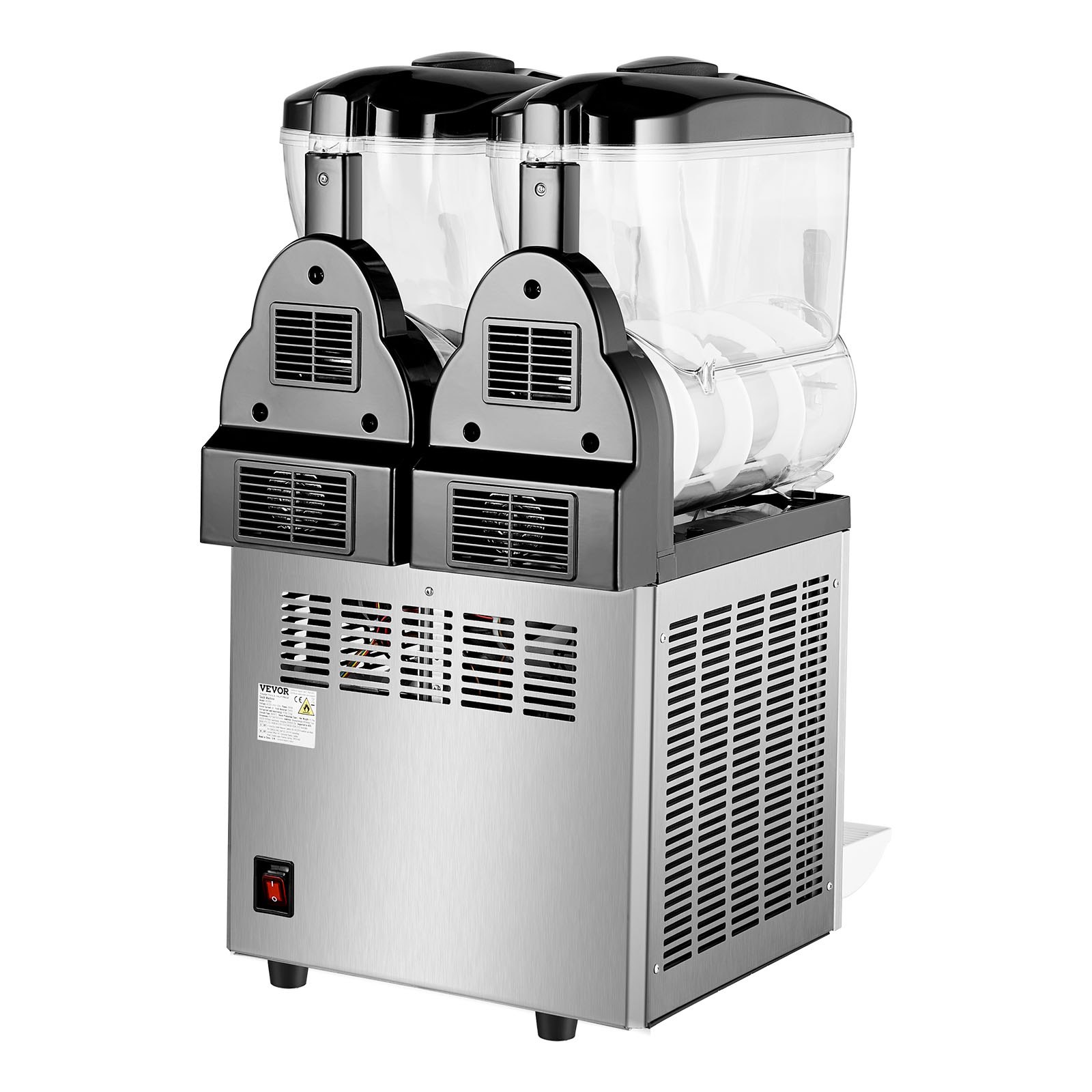 VEVOR Commercial Slushie Machine 12L x 2 Dual Tank Frozen Drink Machine, 96 Cup Stainless Steel Slushie Machine with Keypad Soft Serve Maker for Parties, Restaurants, Cafes, and Bars