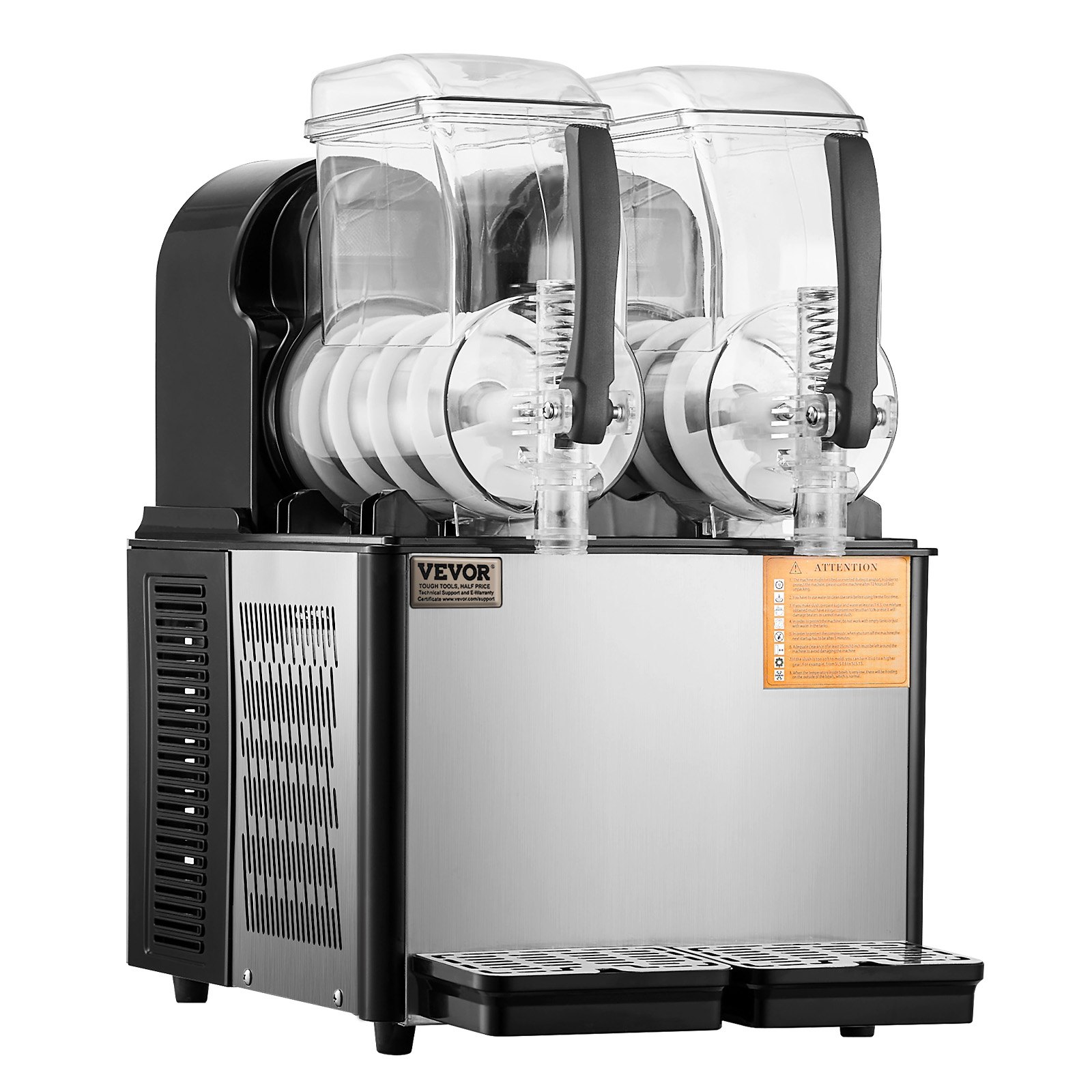 VEVOR Commercial Slush Machine 4L x 2 Dual Tank Slush Ice Machine for Frozen Drinks, 32 Cup Margarita Smoothie Machine for Home Parties, Restaurants, Cafes, and Bars