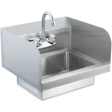VEVOR Lavello Commerciale con Rubinetto e Splash Laterale, Lavello in Acciaio Inossidabile NSF Lavabo per Montaggio a Parete per Ristorante, Cucina, Bar, Garage e Casa, 17x12,8 Pollici